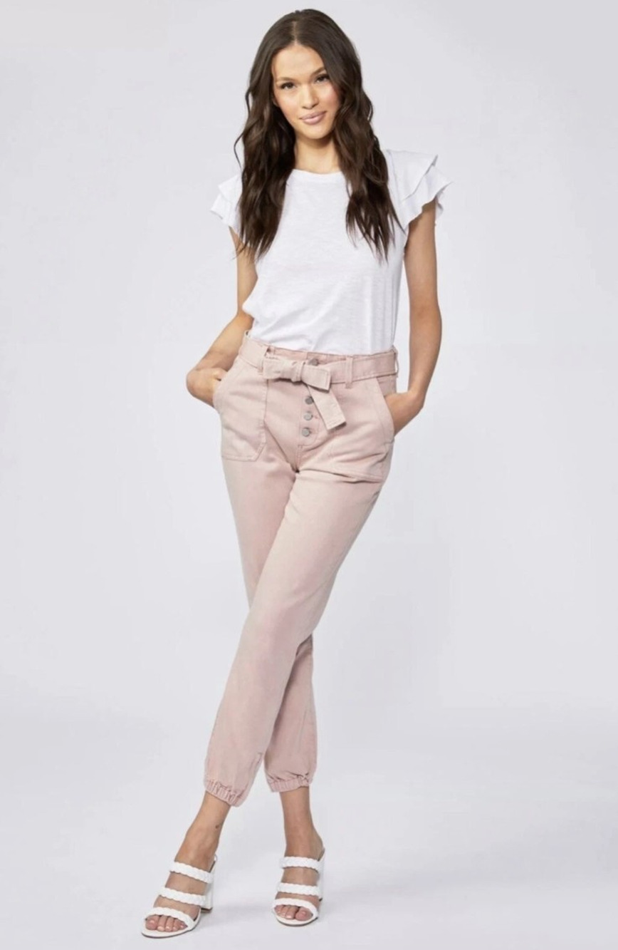 Paige Mayslie Jogger Women 26 Jean Pant Vtg Rouge Glow Button Fly Pink Soft Girl